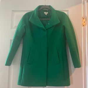 J.Crew Green Coat. Worn once. Petite 0